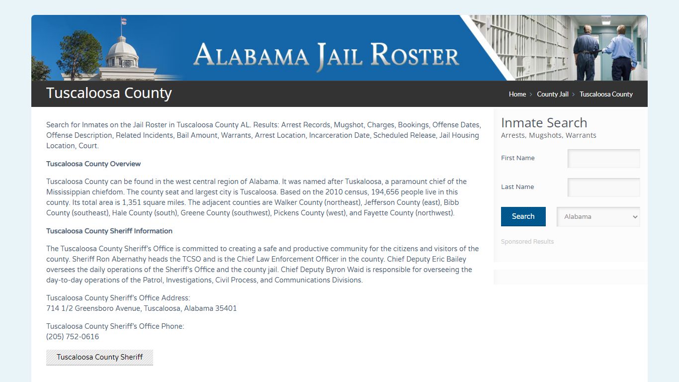 Tuscaloosa County | Alabama Jail Inmate Search