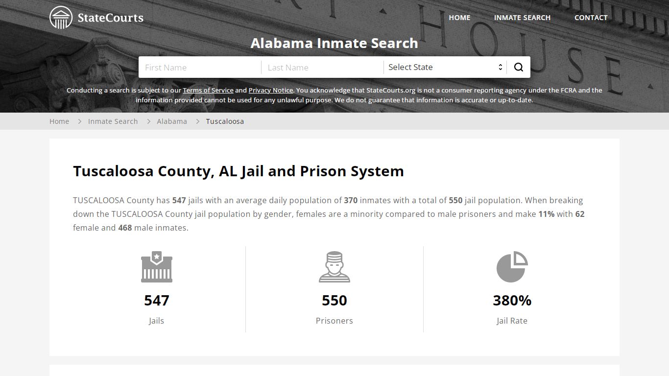 Tuscaloosa County, AL Inmate Search - StateCourts